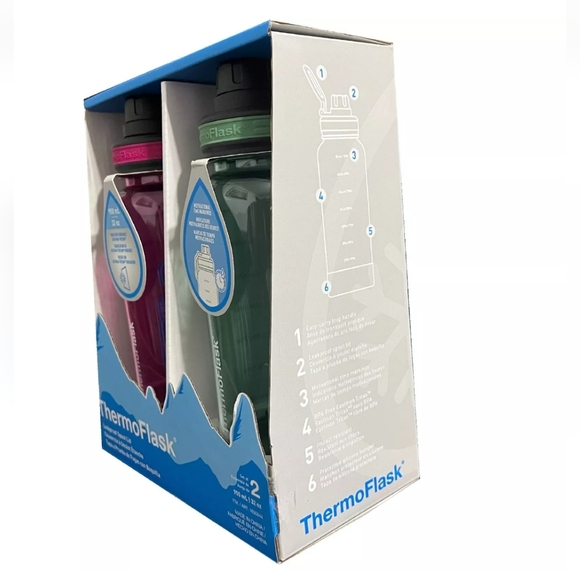 NIB Thermoflask Premium Quality Motivational Water Bottle Set of 2 32 oz. Each - Picture 8 of 9